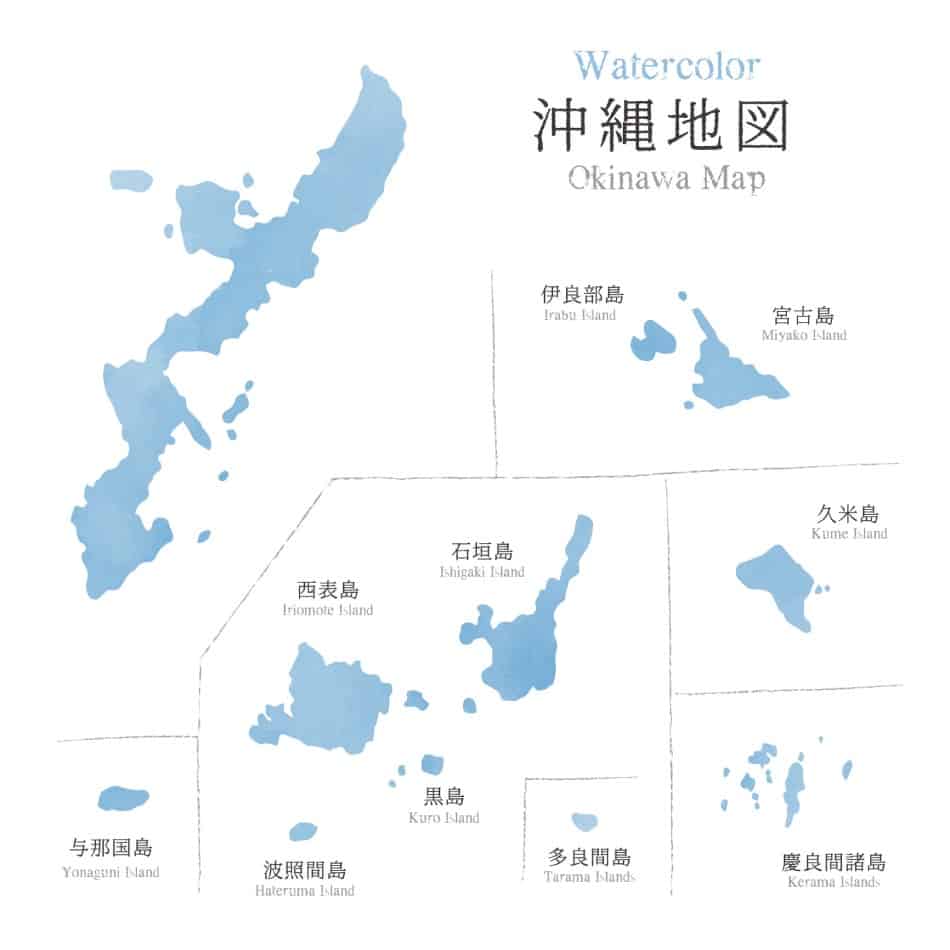 mappa delle isole giapponesi di Okinawa